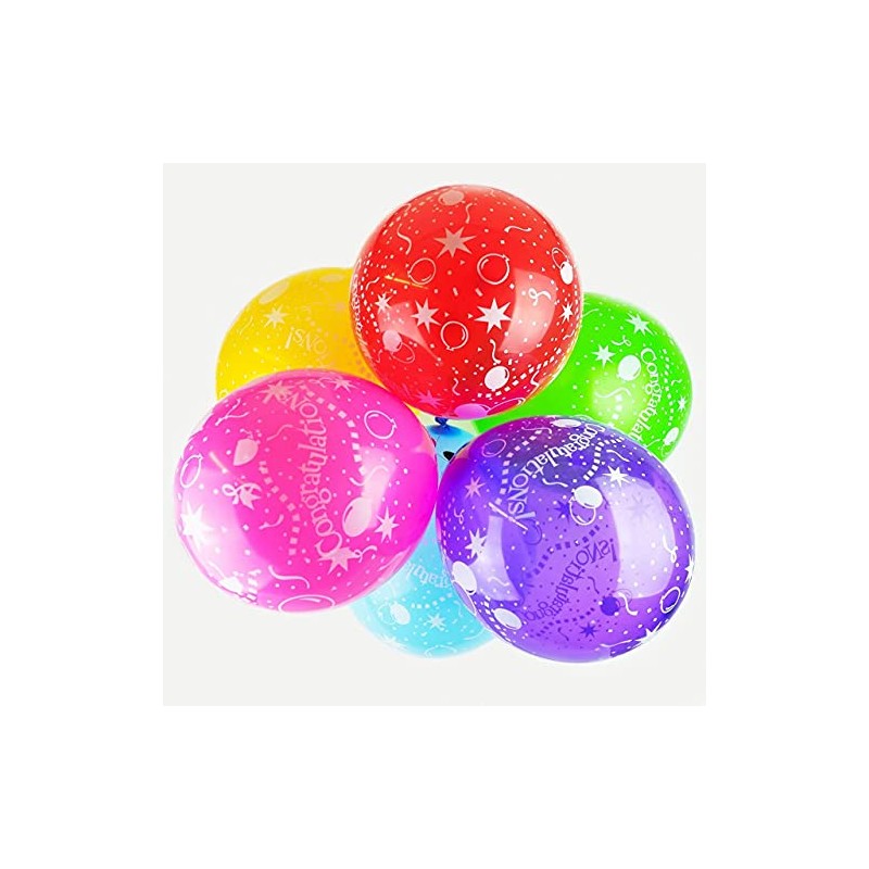 Happium 12" Congratulations, farblich sortiert, 10er-Pack, Latexballons in verschiedenen Farben,