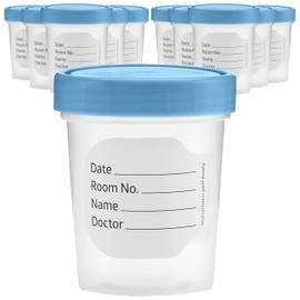 Specimen Cups with Leak Proof Screw on Lids - 4oz Clear Non-Sterile Urine Sample Jars - Containers for Safe Pee, Stool, Semen Sample Collection for Testing (10)