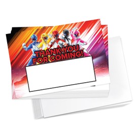 Desert Cactus Power Rangers Thank You Cards Happy Birthday Cards 10 Count With Envelopes Boys Girls Kids Party (Style A)