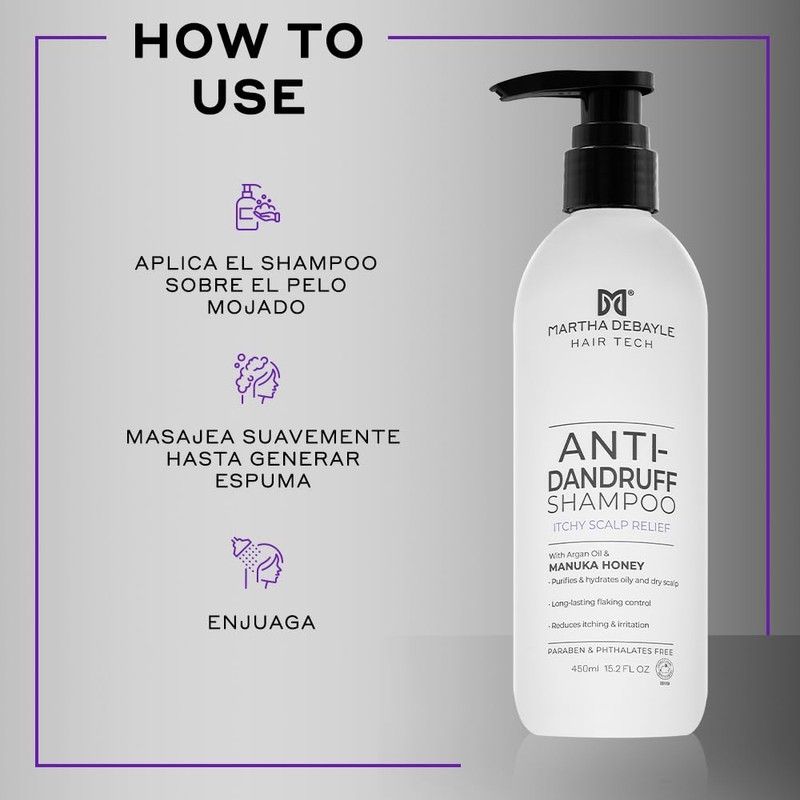 Martha Debayle Shampoo Anti-Caspa. Con Piritionato de Zinc, Miel de