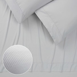 Chanasya Premium Embossed Light Gray Queen Size Bed Sheets Set 4-Piece - Soft Stripe Diamond Pattern 1 Flat Sheet 1 Fitted Sheet 2 Pillowcases - Wrinkle Resistant - Microfiber Sheet - Silver – Queen