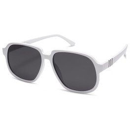 SOJOS Retro Vintage Square Polarized Sunglasses for Women Men 70s 80s Oversized Shades SJ2272, White/Grey