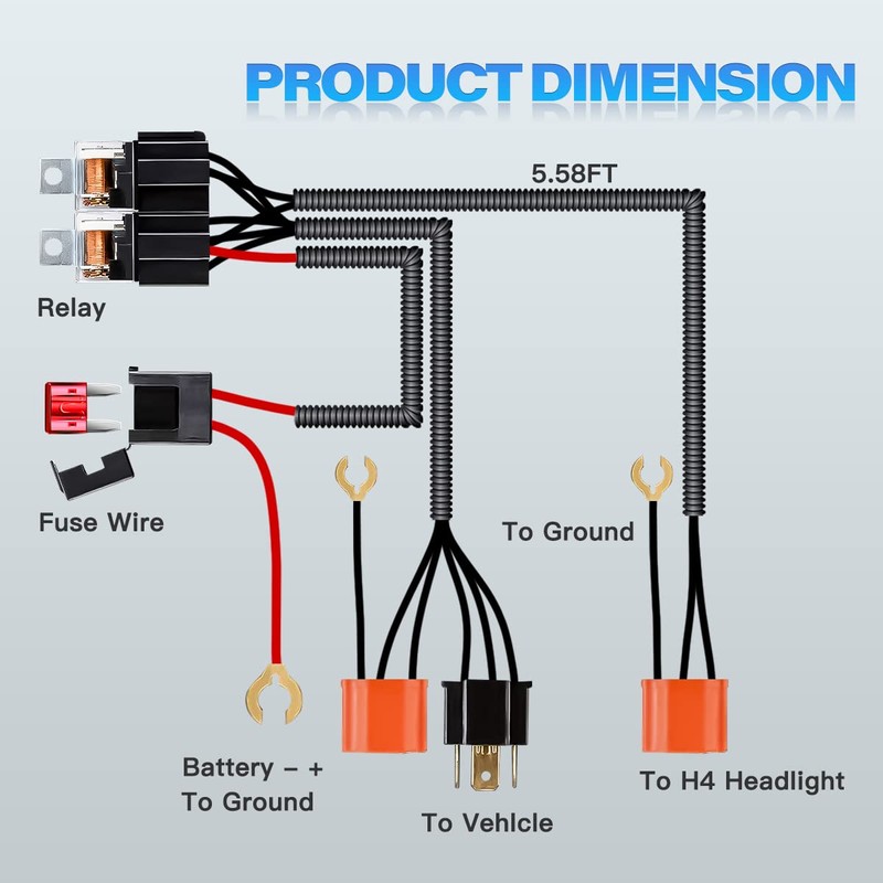 BAOLICY H4 Relay Wiring Harness Kit 1SET for 5x7 7x6