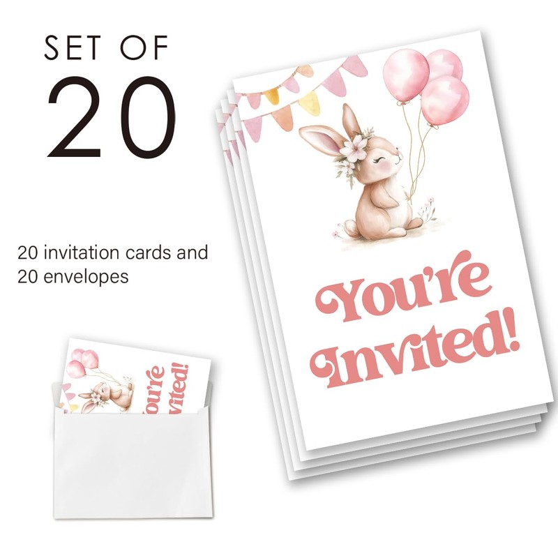 YLKJSTYS Some Bunny is One Birthday Party Invitations Pink Some