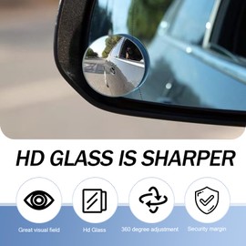 Sumjig 2 PCS Car Blind Spot Mirror, Convex Round Vehicle Reversing Rear View Mirror, 360 Degree Frameless Design, Universal Adjustable Reflective Mirror for Most Cars (White)