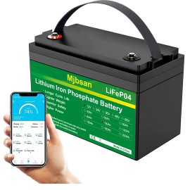 Mjbsan 12V 100Ah LiFePO4 Battery 1280Wh Lithium Battery Smart BMS Solar Power Storage