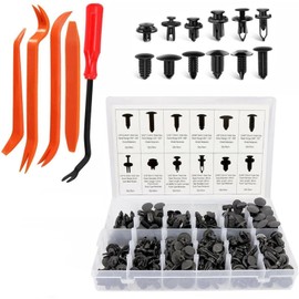 Car Trim Clips,Rivets Expansion Plastic Screws,Car Retainer Clips with Remover Tools,Auto Body Universal Fastener Assortment,Mounting Set for Most Models Door Bumper Trim Panel Fender,Pack of 240