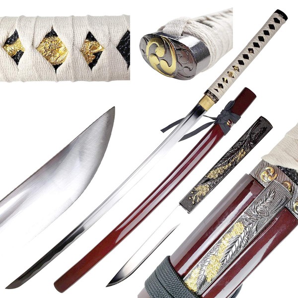 Musha Hand Forged Zetsurin 1045 Carbon Steel Katana, Samurai Sword. for Collection, Gift, Straw Mat Cutting Practice