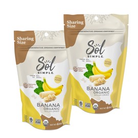 SOL SIMPLE Regenerative Organic Certified, Dried Banana | 6oz Snack Pack (2 Bags Total) | One Ingredient | Vegan | Non-GMO | No Added Sugar | Fair Trade | Dried Fruit | Organic