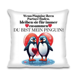 Cosymate Penguin Gift Anniversary for Him/Her, Cushion Cover 45 x 45 cm Wedding Anniversary Valentine's Day Christmas Funny Couple Partner, You're My Penguin
