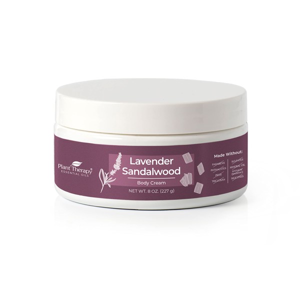 Plant Therapy Lavender Sandalwood Body Cream 8 oz Restore Softness & Hydration, Vitamins and Antioxidants to Soften, Smooth, and Firm Skin