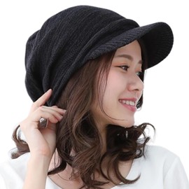 Plaisile Wig, Medical Hat, Cute, Stylish, Spring, Summer, Autumn, Winter, Medical Hat, Care Hat, Organic Cotton Pleat Knit, black heathered