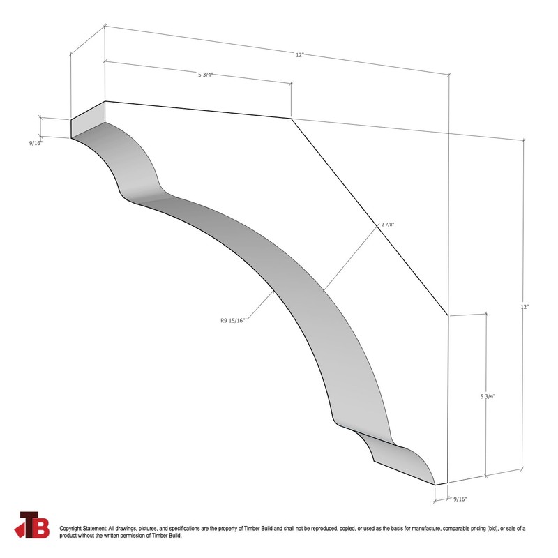 Wood Brace 64T5 Smooth Finish -Projection 12" -Height 12" -Thickness