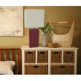 Elegant Designs LT1025-RED-LB Modern Leather Wrapped Table Lamp for Living Room, Hallway, Entryway, Bedroom, Office, Red, with Feit LED Bulb Included