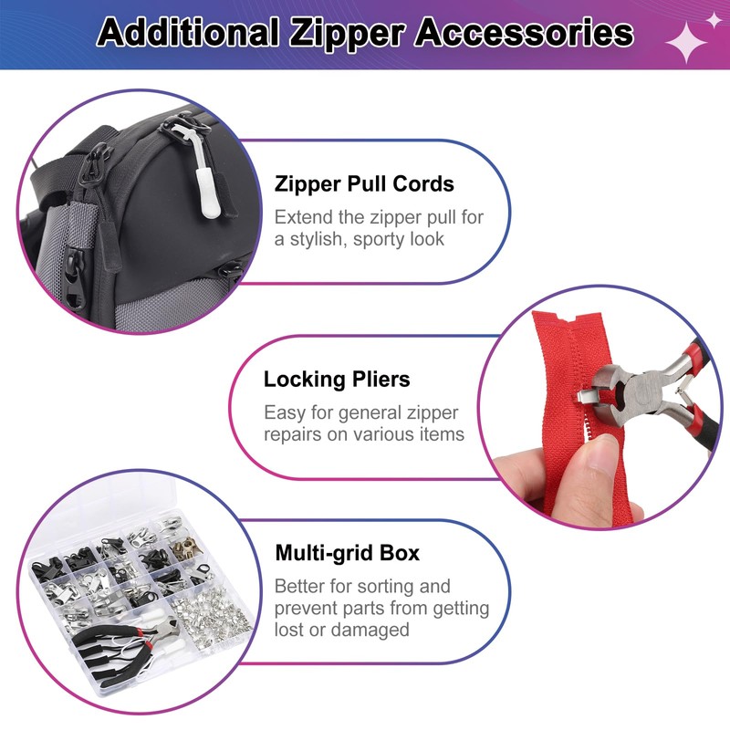 MAPVOLUT 280-Piece Universal Zipper Repair Kit - Fix Jackets, Luggage,