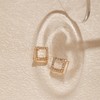 18k Gold-Plated Copper Hoop Earrings Square Frame Zircon Stud Earrings