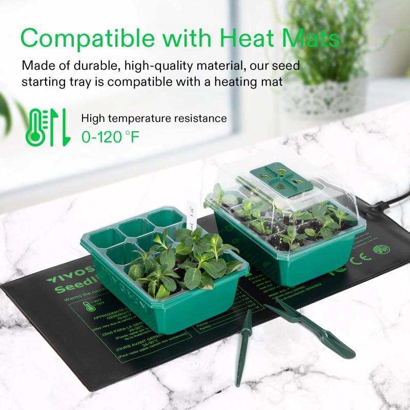 VIVOSUN 12-Pack Seed Starter Trays 144-Cell Germination Reusable Humidity Domes