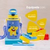 Botella de Agua para Niños Resistente con Popote y Asa,