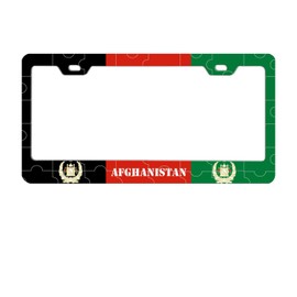 Afghanistan Flag Metal License Plate Frames Bottom Letter Emblem Stickers Car Accessories Jigsaw Anti-Rust Shockproof