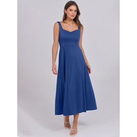 ANRABESS Women Summer Casual Dress Sleeveless Smocked Back Tank Midi Dresses 2025 Beach Vacation Sundress with Pockets X-Large Blue