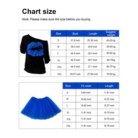 Blulu 80s Costume Accessory Set, T-Shirt, Tutu Headband, Earring, Necklace, Leg Warmers (XXL, Royal Blue)