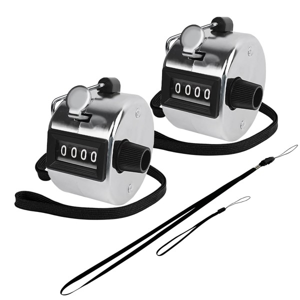GDMINLO 2PCS Metal Hand Tally Clicker Counter, 4-Digit Number Count