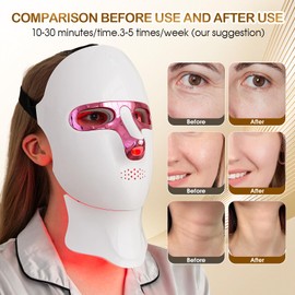 GANOEL Red Light Therapy Mask & Neck – 7-Color LED Face & Neck Light Therapy, Cordless & Rechargeable, Ergonomic Design, Portable Skincare Set for Anti-Aging, Skin Brightening, and Rejuvenation