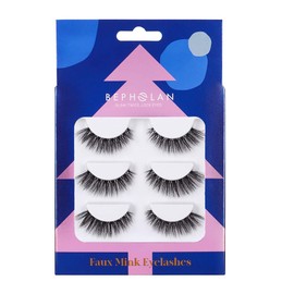 BEPHOLAN 3 Pairs Multi-layered Faux Mink Lashes| Fluffy Volume Lashes| Natural Look| 3D Layered Effect| Reusable| 100% Handmade & Cruelty-Free| Easy to Apply| XMZ90