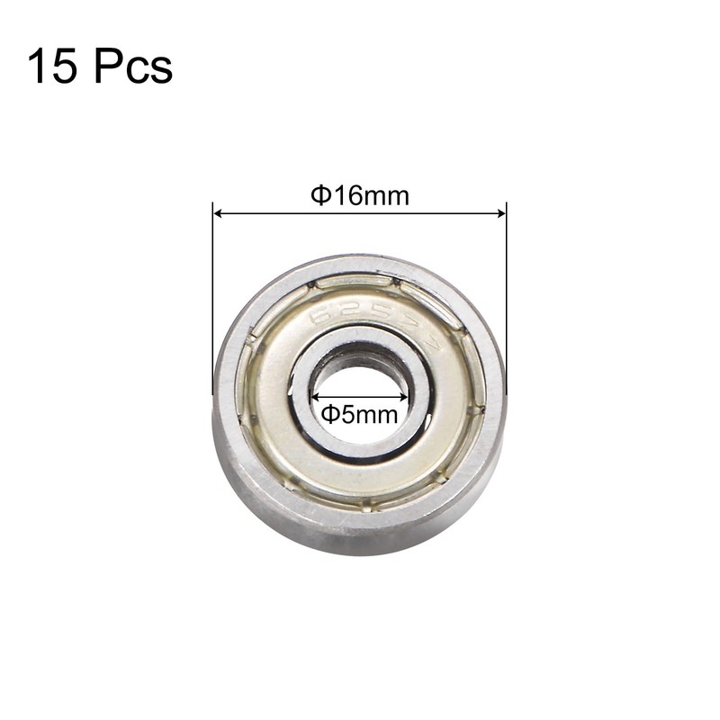 sourcing map 15pcs 625ZZ Deep Groove Ball Bearings 5mm Bore