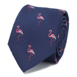 MENDEPOT Flamingo Corbata Con Caja De Microfibra Jacquard Patrón De Flamenco Hombres Corbata Traje De Boda Accesorio De Regalo Corbata