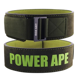 Power Ape Self-Locking Weightlifting Belt for Bodybuilding, Powerlifting, Cross Training Metal Buckle - Adjustable Olympic Lifting Back Support (green, M)