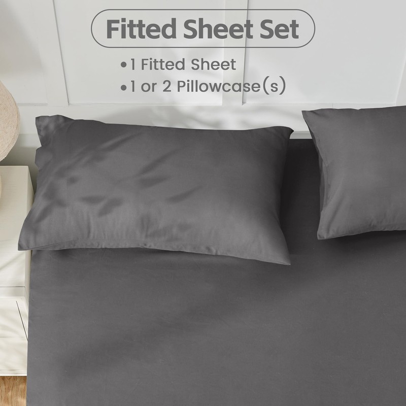 LINENOVA King Single Fitted Sheet Set – 2-Piece Ultra Soft