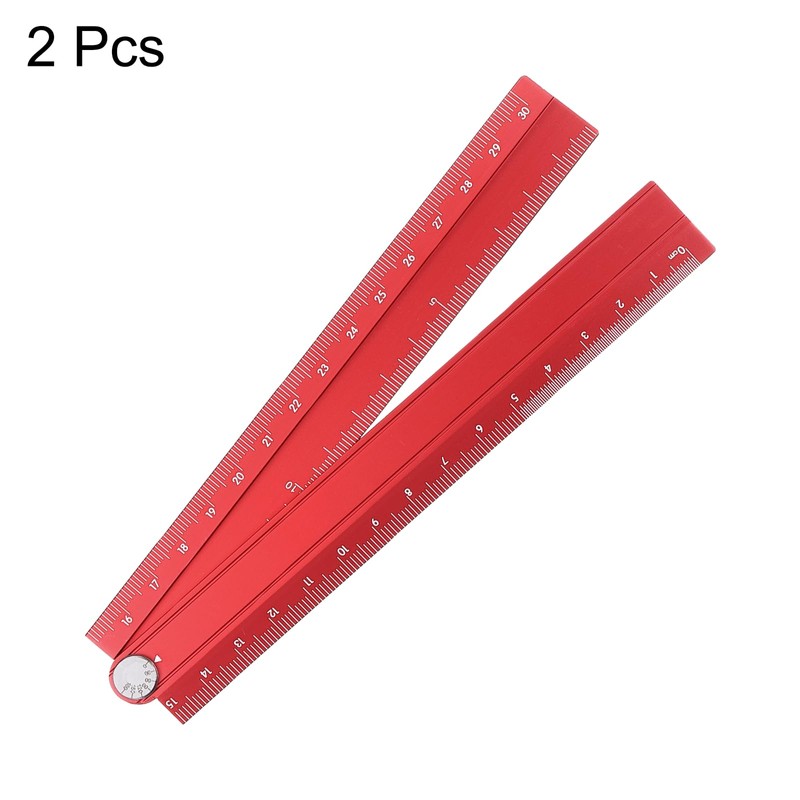 sourcing map 2pcs Folding Straight Ruler 30cm Metric Aluminum Alloy