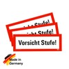 Pack of 3 – Sticker Warning "Vorsicht Stufe!" Notice Risk