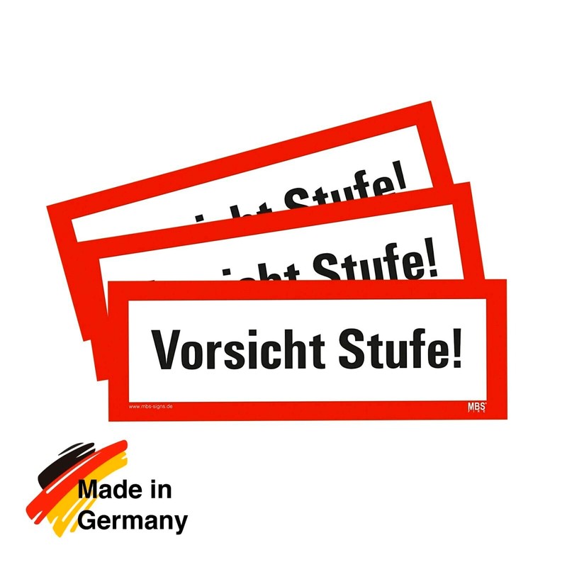 Pack of 3 – Sticker Warning "Vorsicht Stufe!" Notice Risk