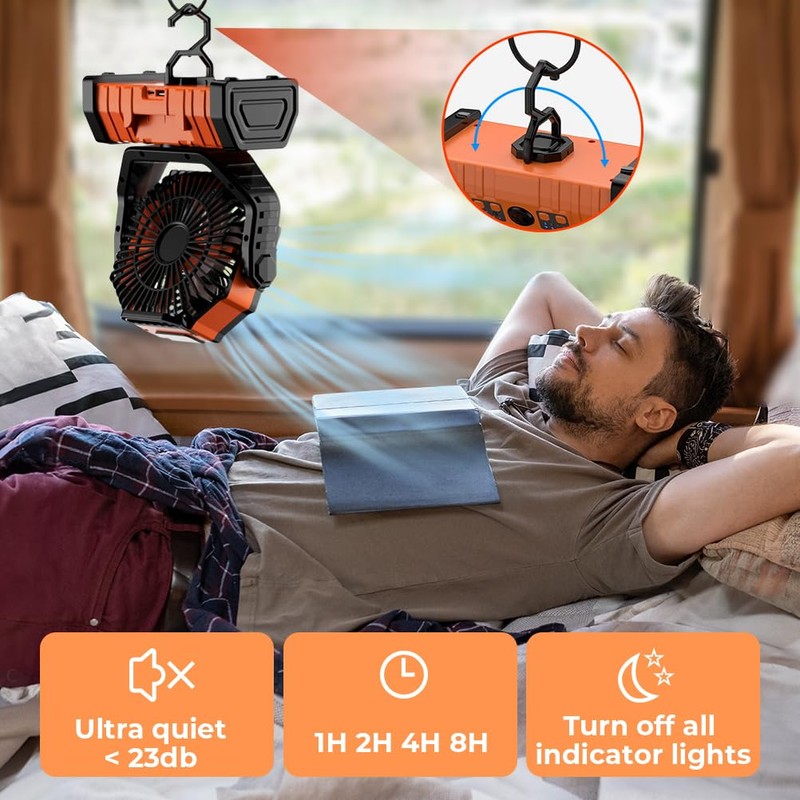 VOSFEEL Camping Fan - 20000mAh Battery Powered Fan Rechargeable with