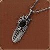 Jeem Feather Necklace Indian Jewelry Pendant Native American Series, Stainless