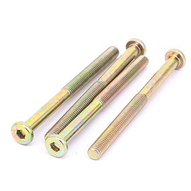 IIVVERR M8 x 100mm Male Threaded Hex Socket Head Cap Screw Bolt Bronze Tone 4 Pcs (M8 x 100 mm macho roscado hexagonal cabeza cabeza tornillo tornillo bronce tono 4 piezas