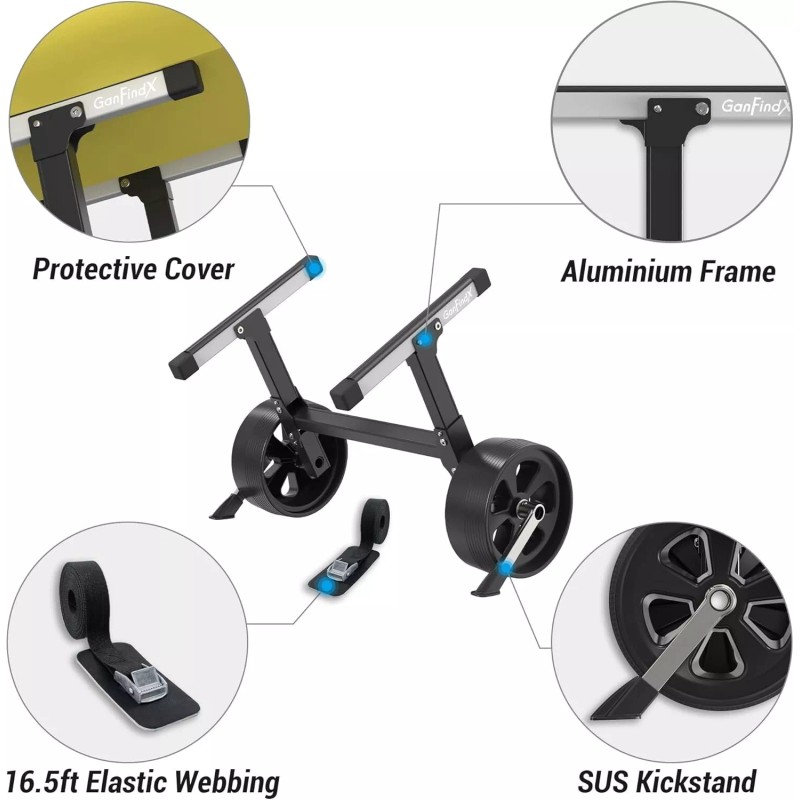 GanFindX Upgraded Foldable & Aluminium Kayak Cart Dolly Equipped with