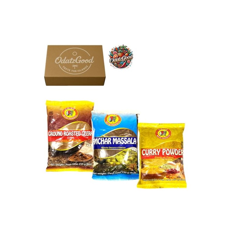 Chief Curry Powder, Amchar Massala, Ground Roasted Geera 8oz (230g)