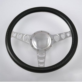 Flashpower 14'' Billet Half Wrap 9 Bolts Steering Wheel with 2'' Dish and Horn Button (Carbon Vinyl)