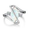 CiNily Silver Opal Ring White Fire Opal & Cubic Zirconia