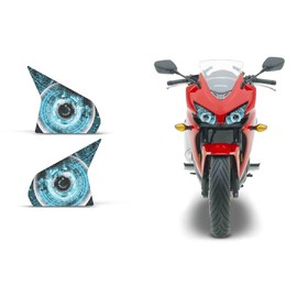 AMR Racing Sport Bike Headlight Eye Graphics Decal Cover Compatible with Honda CBR 500RR 2013-2014 - Cyborg Blue