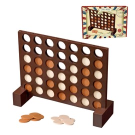 GOTHINK Wooden 4 in a Row Game, Classic Strategy Game for Kids and Adults, Perfect for Family Picnics, Camping, Great Travel Game and Gift for All Ages