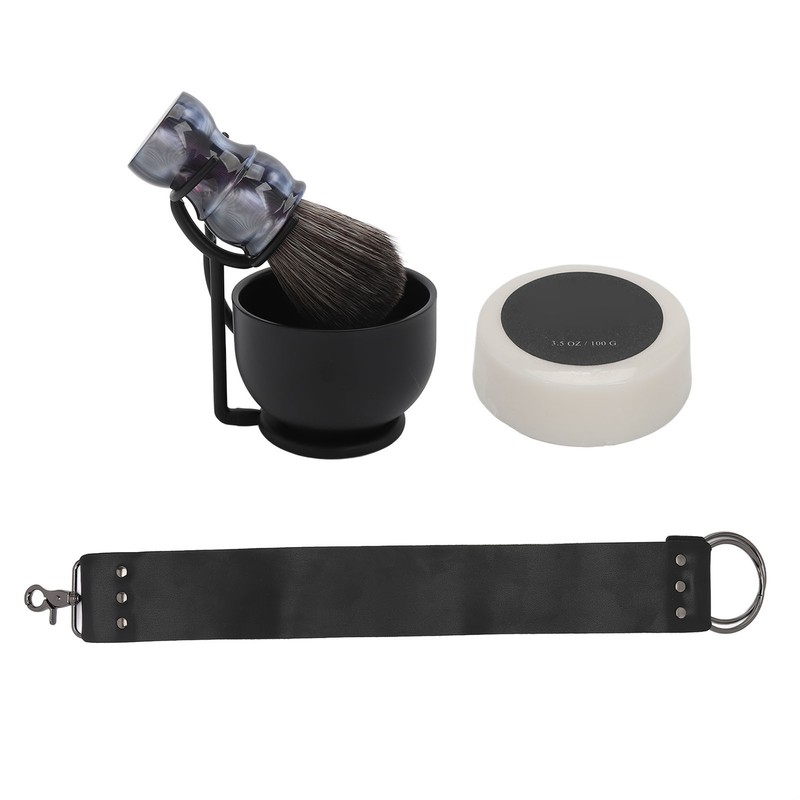 Beard Trimming Set Foaming Bowl Brush Stand Soap Sharpening Cloth