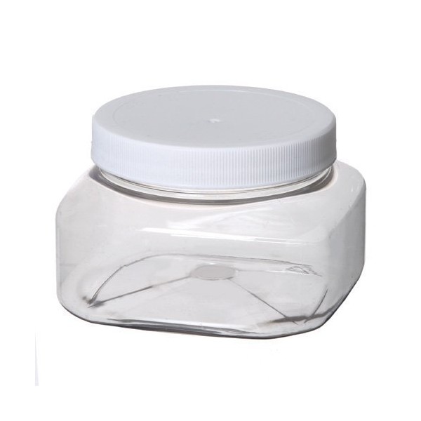 Bargz Plastic Jars - 8 Oz.70mm Clear Shape - White Lined Ribbed - Pack of 12