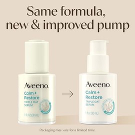 Aveeno Calm + Restore Triple Oat Suero Facial Hidratante para pieles sensibles, suave y ligero que suaviza instantáneamente la piel, no comedogénico, hipoalergénico y sin fragancia, 1 onza líquida