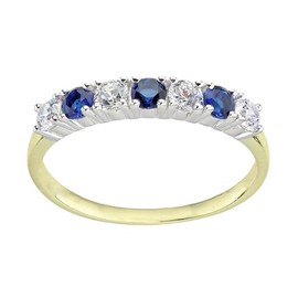 Old English Jewellers 9ct Yellow Gold on Silver Blue Sapphire Eternity Ring sizes J - V (Q)