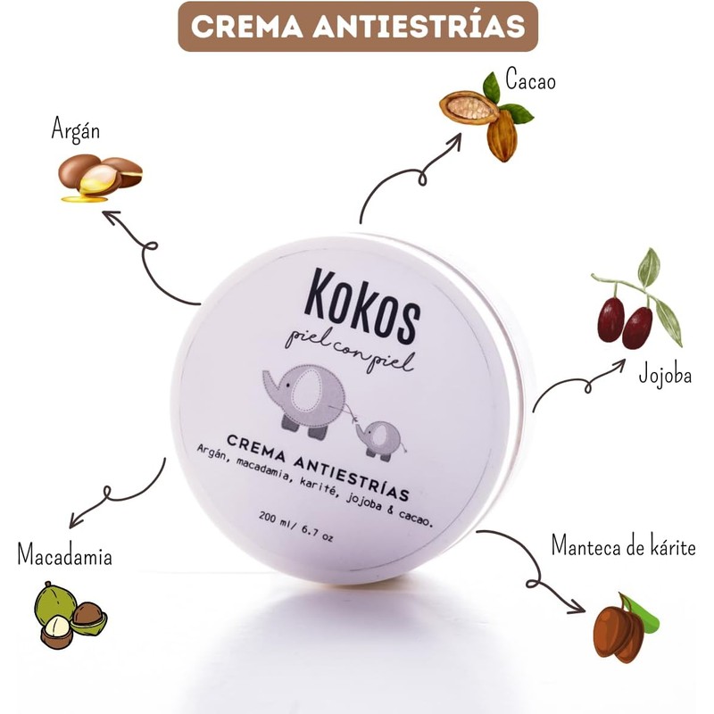KOKOS Crema Antiestrías Aceites Naturales 200 Ml