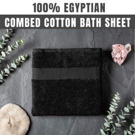 Towelogy Luxury Extra Large Bath Towels 90x140cm | 100% Egyptian Cotton Ring Spun Soft and Absorbent Hotel Quality Spa Bath Sheet (Noir Black, 1)